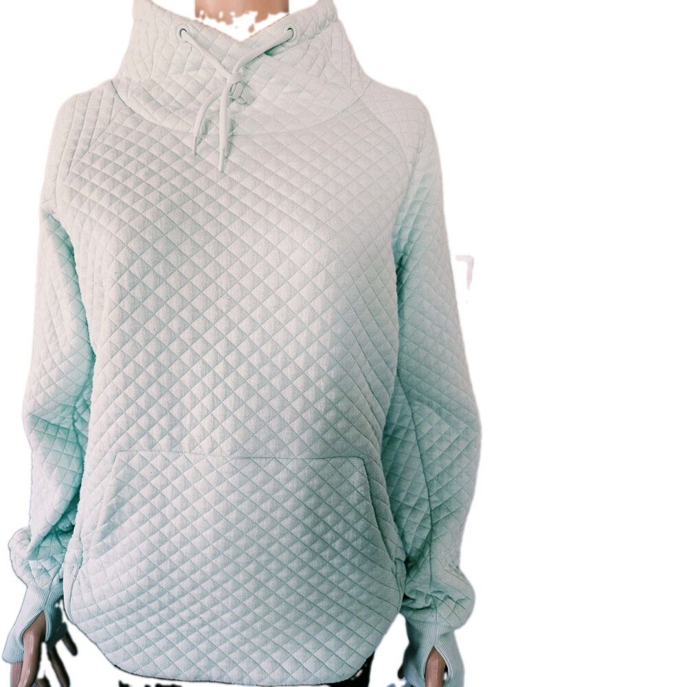 Green Tea Women's Green Quilted Pullover Casual Hoodie Size Medium - Picture 1 of 5